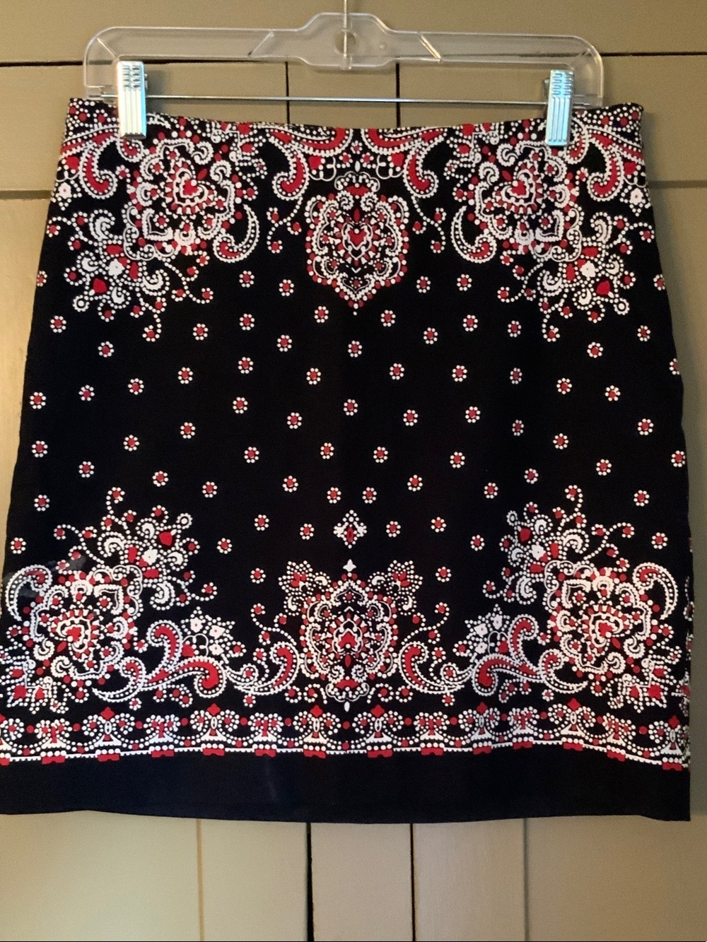 Classic Navy and Red Paisley Printed Skirt